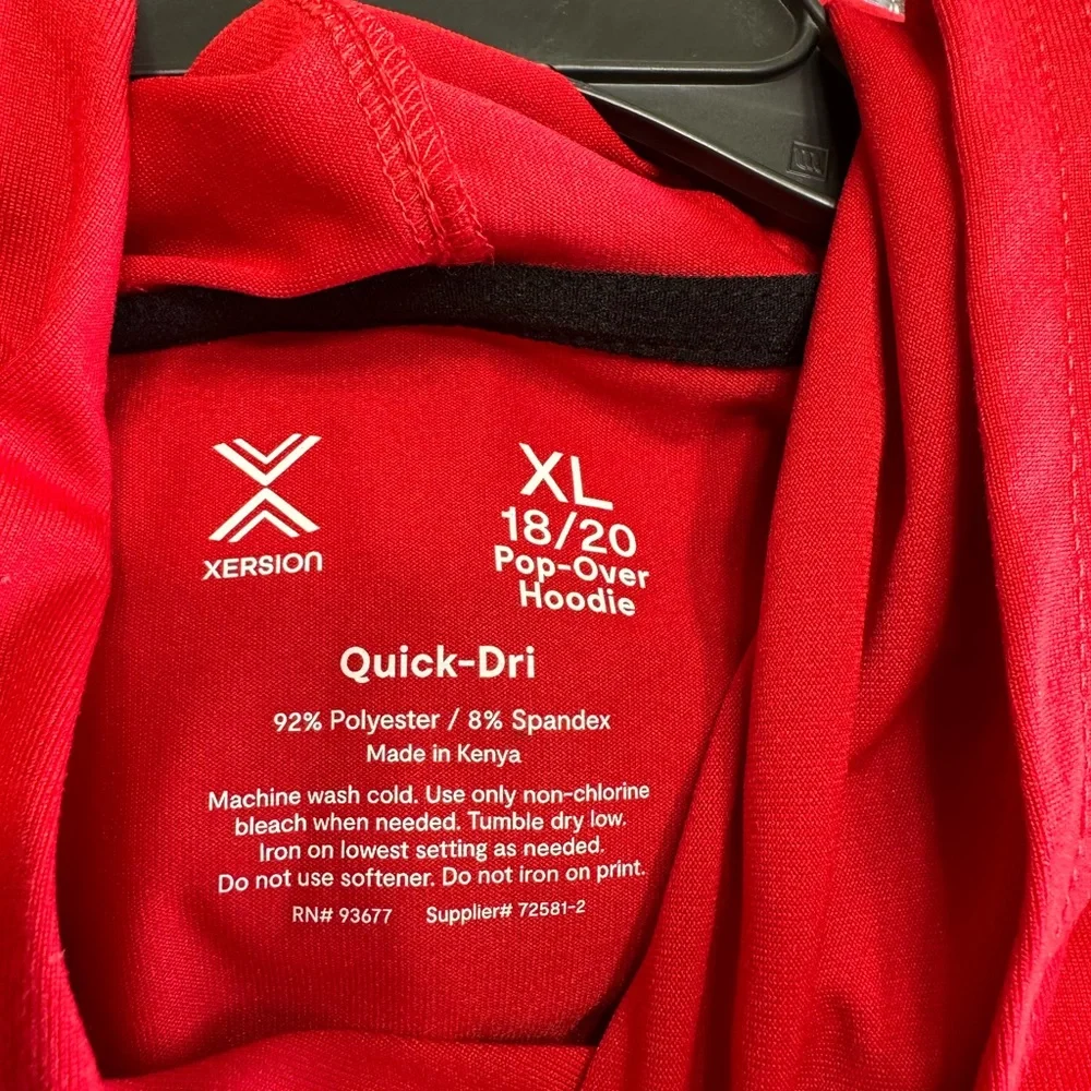 Xersion Boys Cabaret Red Quick-Dri Pop Over Hoodie NWT Size XL 18-20